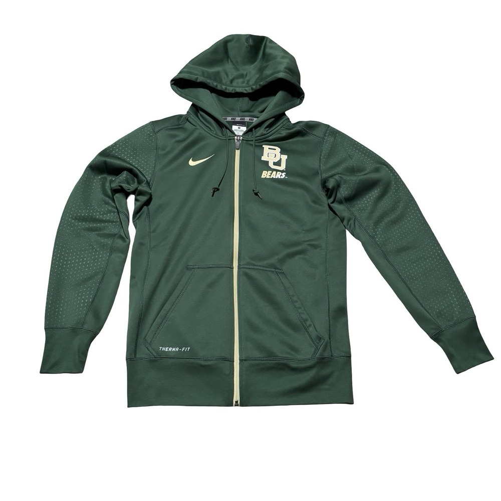 Nike Therma-Fit Baylor Bears Men's Zip Up Hoodie Green Size Small 20 x 26.5